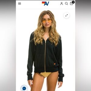 Aviator Nation Black Zip-Up lightning bolt medium